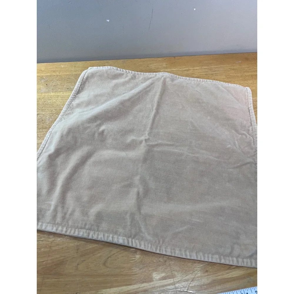 Pottery Barn Tan Velvet 20x20 Square Pillow Cover Hidden Zipper Beige Vtg Style